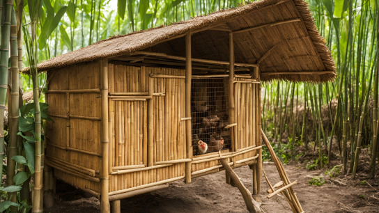 cara buat kandang ayam bambu