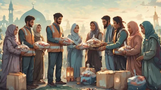 Ilustrasi penyaluran kafarat puasa Ramadhan berupa pemberian makanan kepada masyarakat membutuhkan