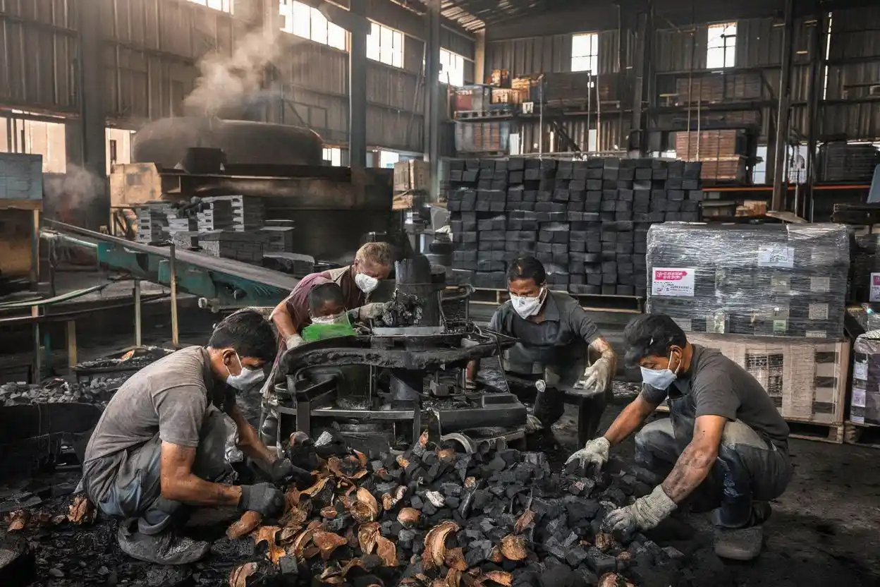 reliable premium coconut shell charcoal producer producing coconut shell charcoal briquettes
