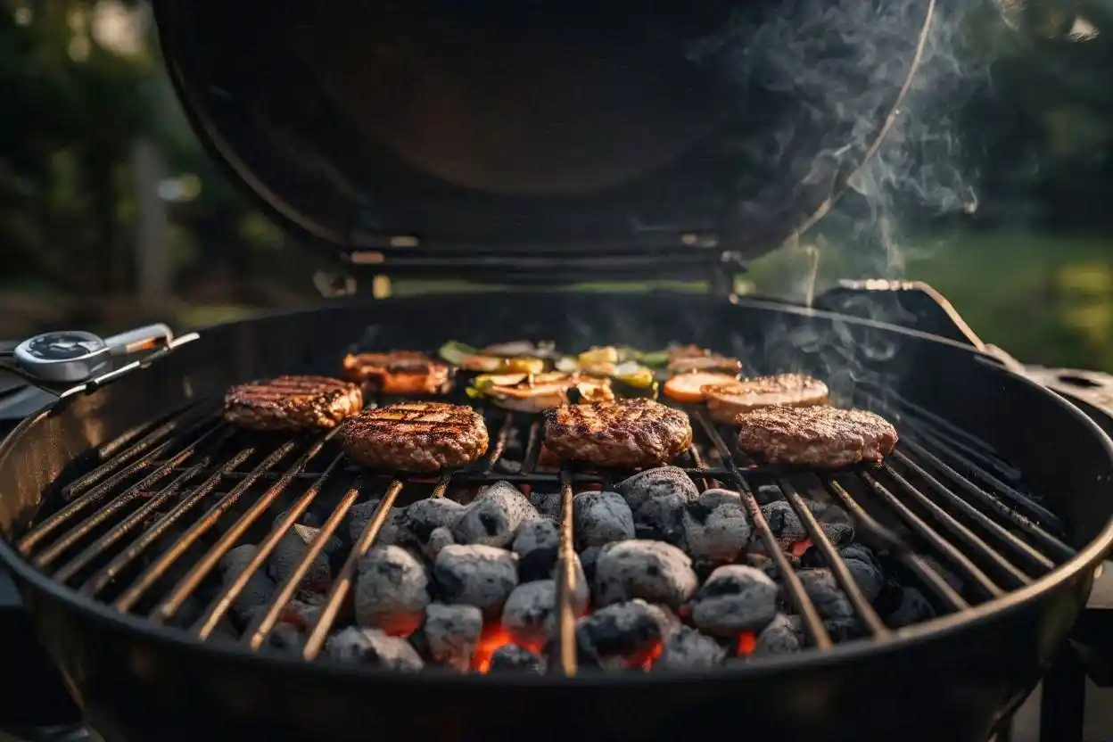 tips for even charcoal cooking with evenly distributed charcoal briquettes on grill